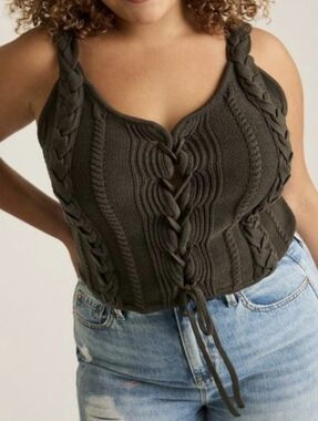 Torrid Festi Braided Lace-Up Sweater Tank Top